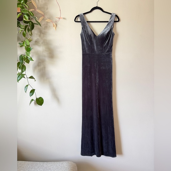 Revelry Dakota velvet maxi special occasion bridesmaid dress 0 - Picture 3 of 13